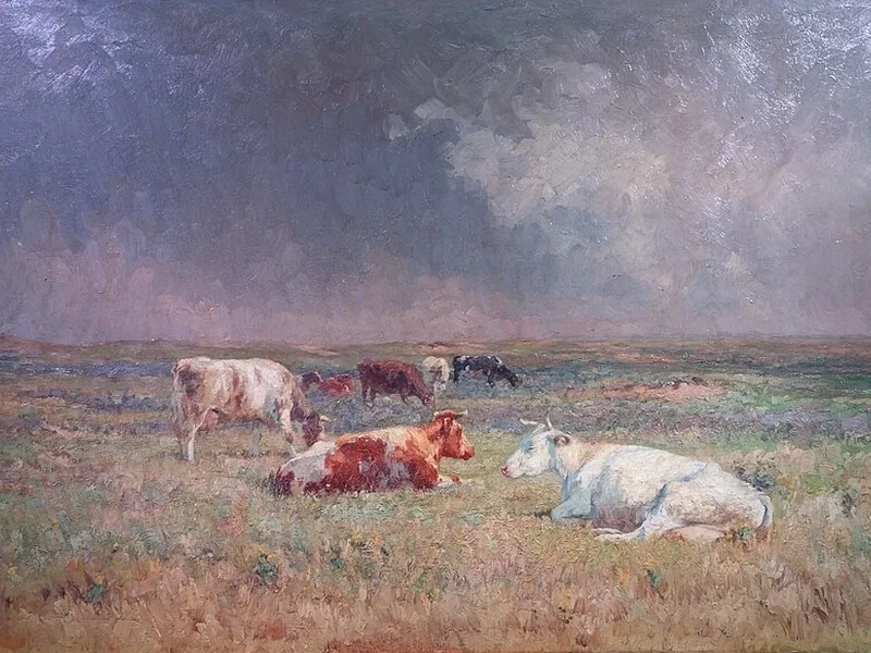 1862-Géo Bernier - Mucche in un prato
